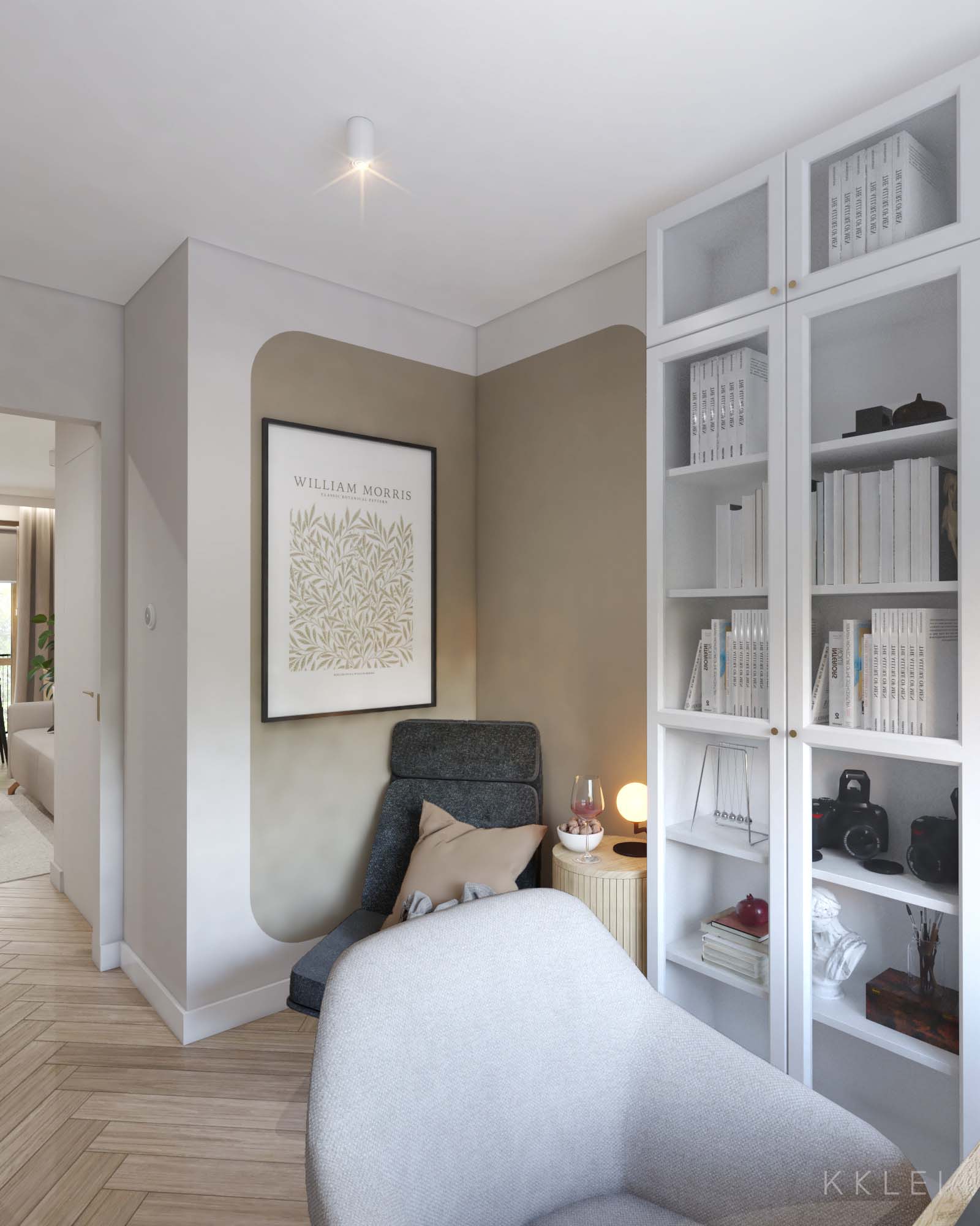 Przytulne mieszkanie Japandi z ciepłymi drewnianymi akcentami