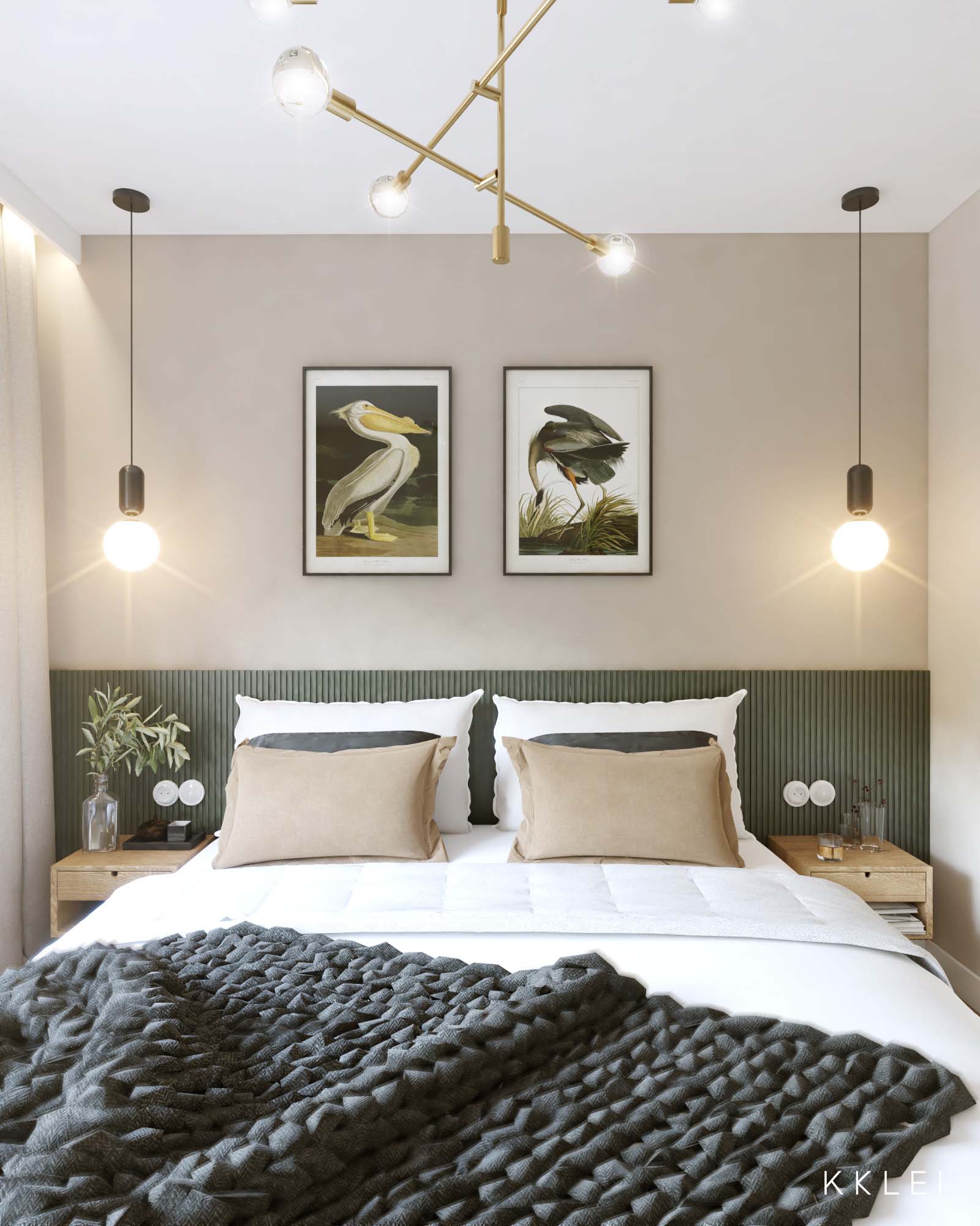 Wnętrze Japandi z jasnym drewnem, parkietem w jodełkę i subtelnymi dodatkami