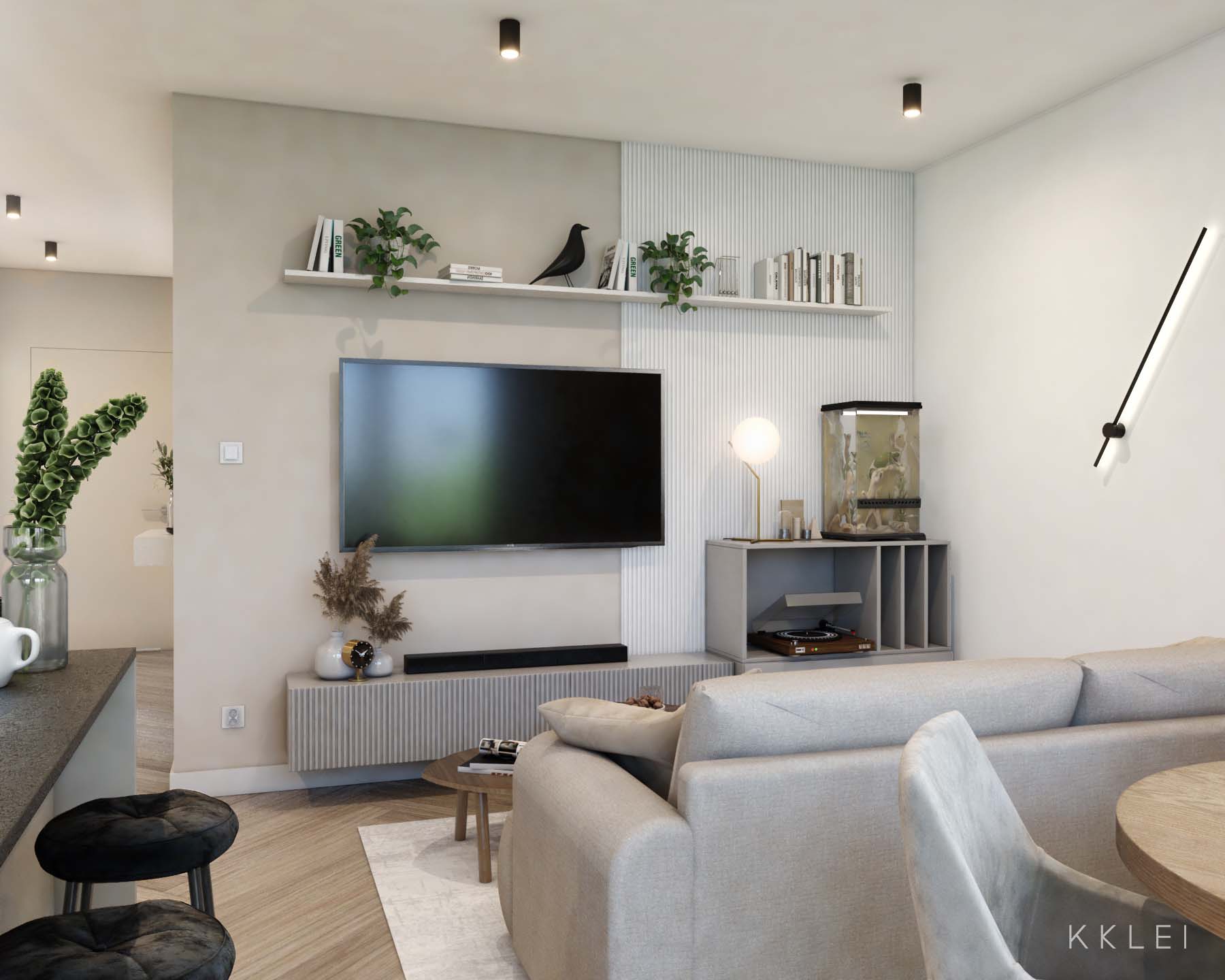 Nowoczesny design apartamentu z połączeniem ciepłych beżów i eleganckiej czerni