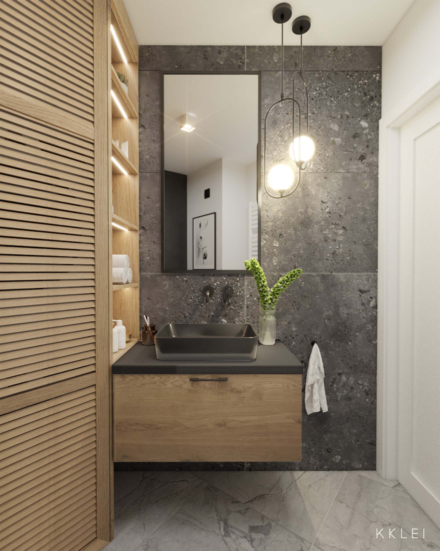 Industrialne wnętrze z ceglaną ścianą i otwartą przestrzenią salonu z aneksem