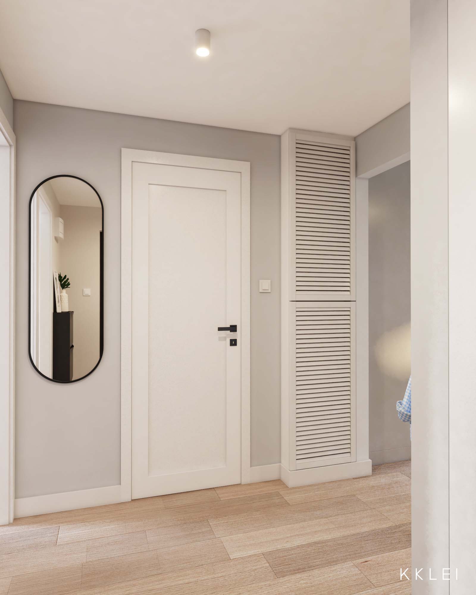 Jasne mieszkanie z otwartą kuchnią w salonie, aranżacja w stylu minimalistycznym